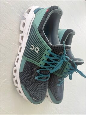 On Running Teal and Dark Blue Cloud Running Shoes